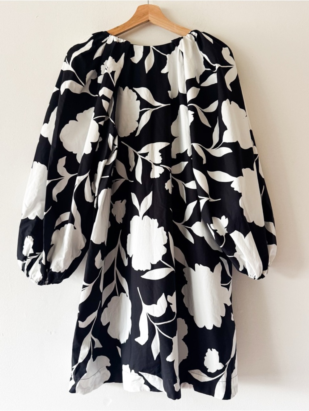 kate spade Black & White Floral Long-Sleeve Mini Dress Size XL - Picture 2 of 8
